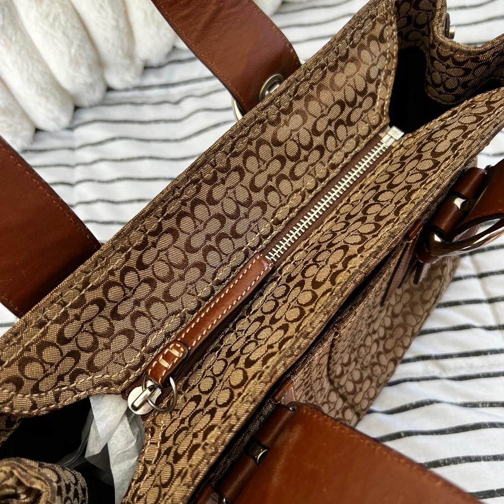 🤎 Coach Soho Mini Signature Tote Satchel  F12310 Brown Khaki Y2K Camel Leather - Picture 12 of 16